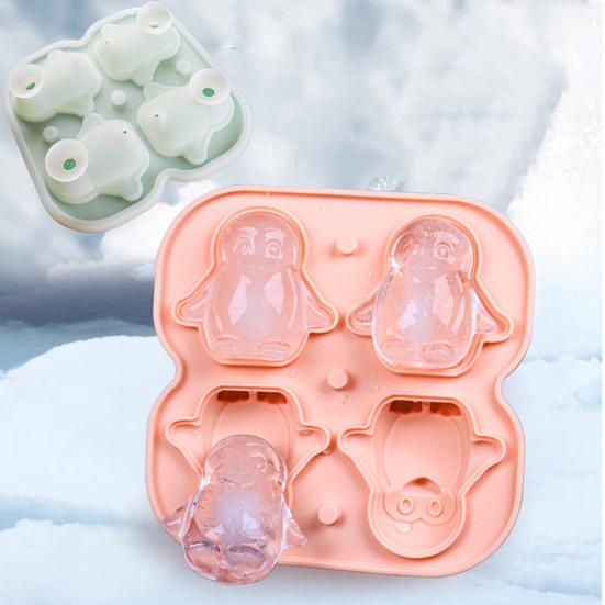 Penguin Shape Ice Tray Mold Non-stick Reusable Ice Cubes Silicone Whiskey Ice Penguin Mold Kitchen Accessory