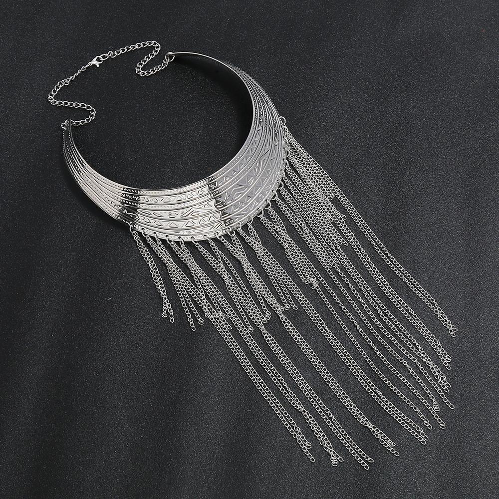 Fashionable Retro Multi Layer Tassel Design Women Metal Necklace For Daily Fashion Accessory