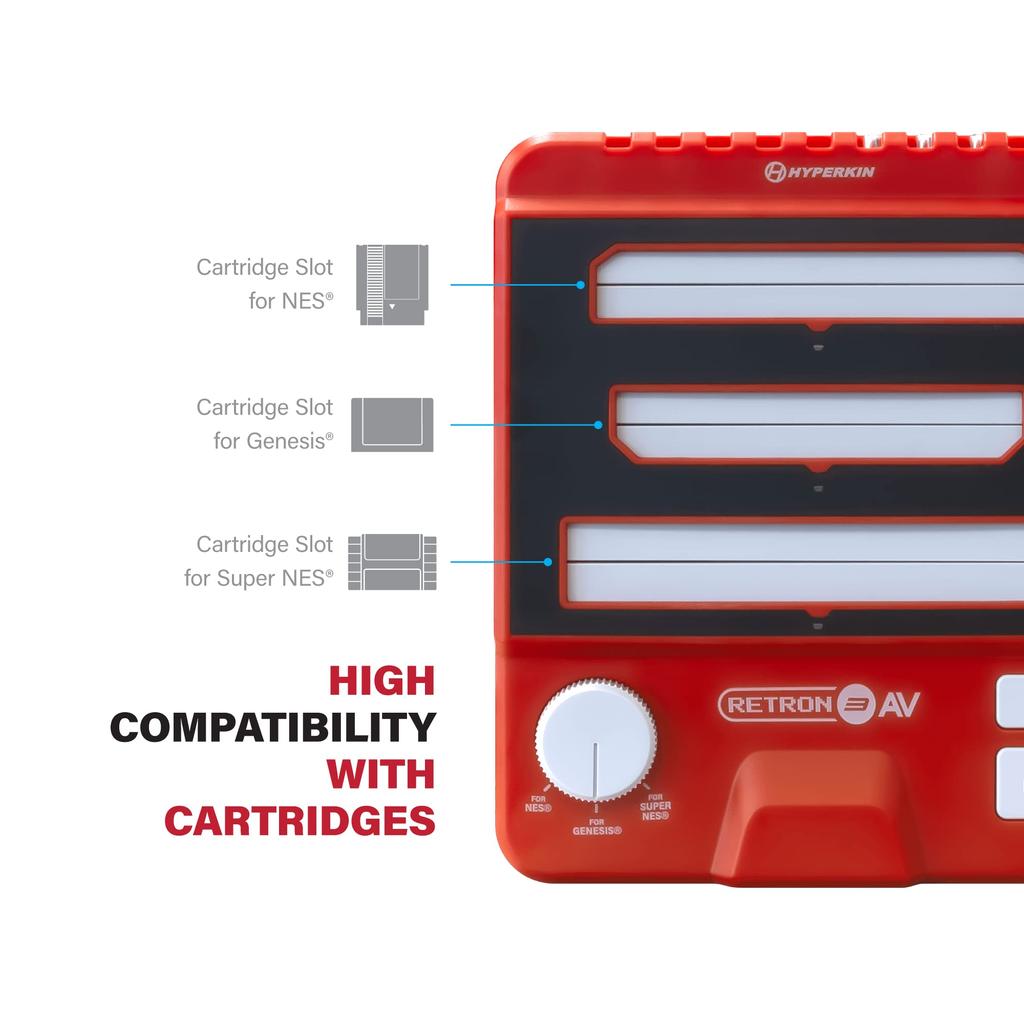 Игровая консоль Hyperkin RetroN 3 AV Красная | NES®/SNES®/Genesis® (Мега Драйв) Совместимая ретро-консоль + AV-кабель в комплекте