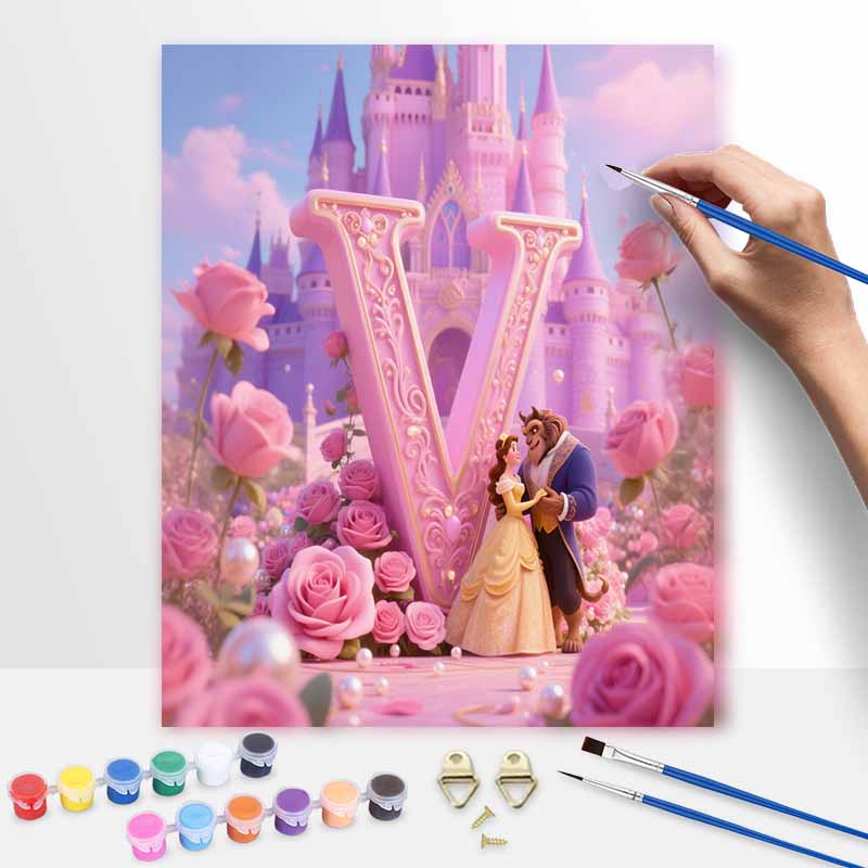Disney Красавица и Чудовище V letter картина маслом набор для рисования, ручная работа DIY художественная картина домашнее настенное украшение, романтическая идея подарка