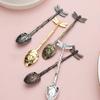 New Retro Coffee Spoon Dragonfly Twig Decorative Stirring Spoon Alloy Leaf Spoon Forest Style Portable Dessert Spoon Tea Spoon