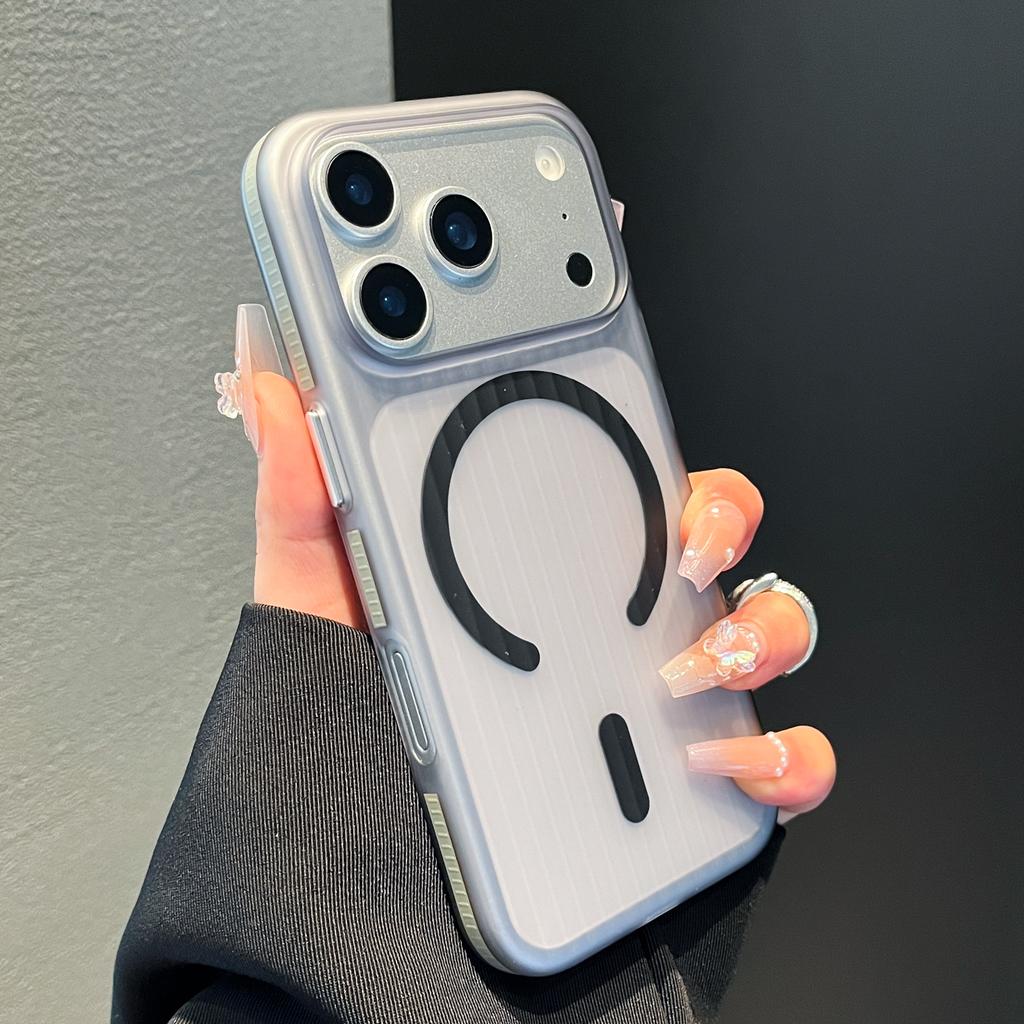 Матовый гофрированный чехол с магнитами MagSafe для iPhone Air 17 16Plus 15 14 13 Pro Max Ультратонкий прозрачный прочный жесткий ПК-чехол