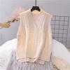 Spring and Autumn Women's V-neck Vest Knitted Retro Solid Color Sweater Vest Top