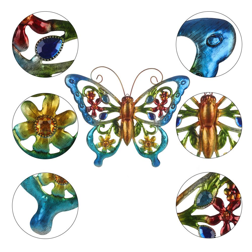 Beautiful Fence Ornament 3D Hanging Sculpture Metal Butterfly Wall Art Garden Decorative