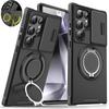 Case For Samsung Galaxy S25 S24 S23 S22 S21 Ultra Plus S24FE S23FE Slide Camera Protect Magnetic Holder Armor Shockproof Cover