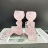 12.5-16cm Rose Quartz Moss Agate Human Shaped Candle Holders Healing Quartz Crystal Candle Holder Carvings for Wedding Gift