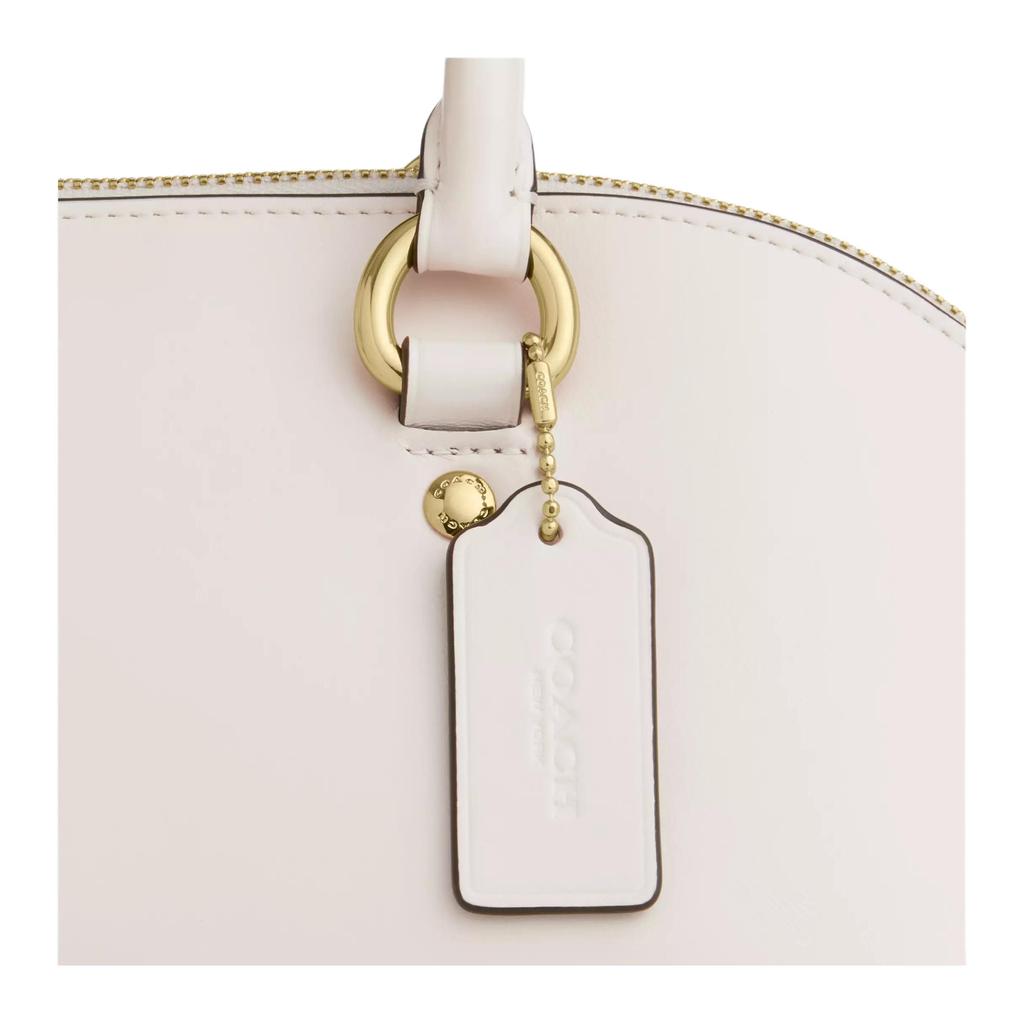 Coach Сумка-портфель 32 Золотой металлический логотип-тележка Кожаная сумка через плечо Большая женская сумка через плечо Мелово-серый CDV19-IMCHK