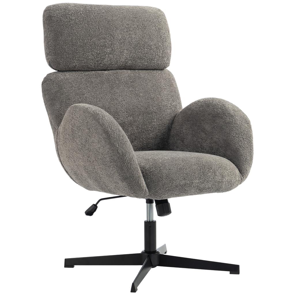 Office Chair With Fabric Cover In Velvet Look Upholstered Chair With Steel Base Height Adjustable Desk Chair Gray