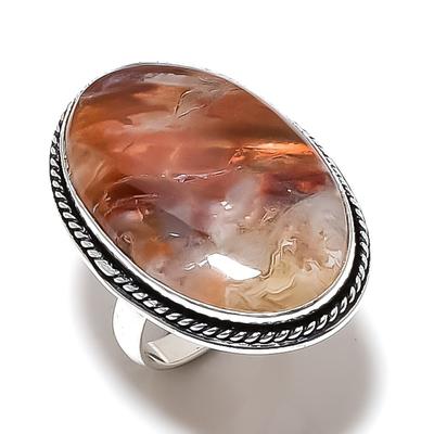 Кольцо из серебра 925 пробы с натуральным агатом, размер 6, v1L67
