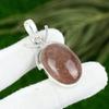 Natural Strawberry Quartz Gemstone Pendant Pink 925 Sterling Silver Jewelry