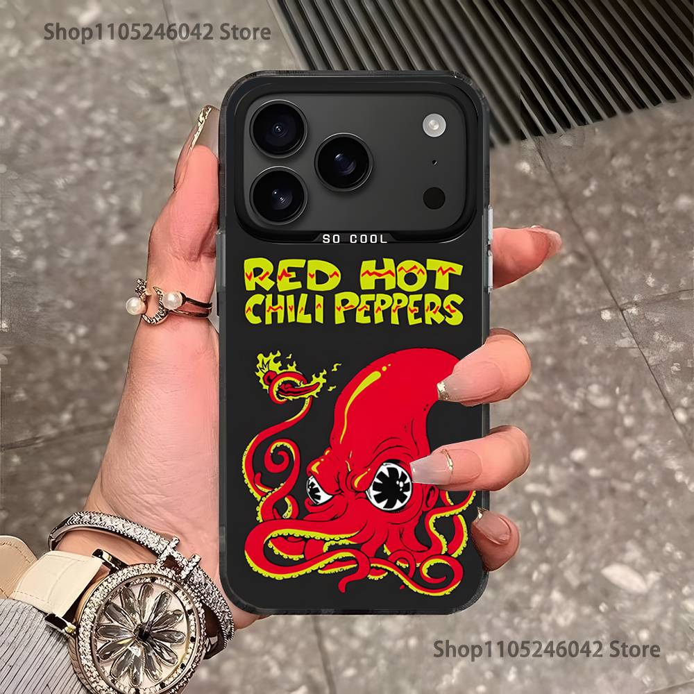 Красный перец RHCP Чехол для телефона для iPhone 17,16,15,14,13,12,11,Pro,XS,Max,Plus,Mini,SE4,E Черный Матовый Ударопрочный Чехол