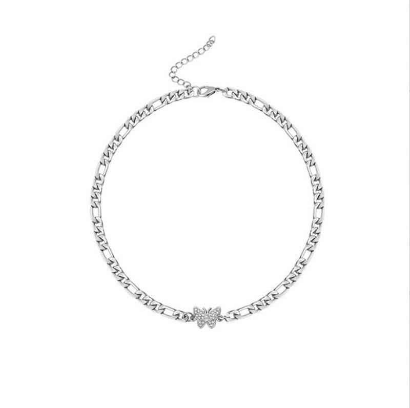 Легкое роскошное ожерелье-чокер с бабочкой и бриллиантами - модное и универсальное женское украшение