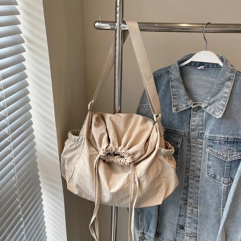 Женская сумка из нейлона на молнии, повседневная, простая, через плечо, универсальная, дорожная сумка, однотонная, мягкая