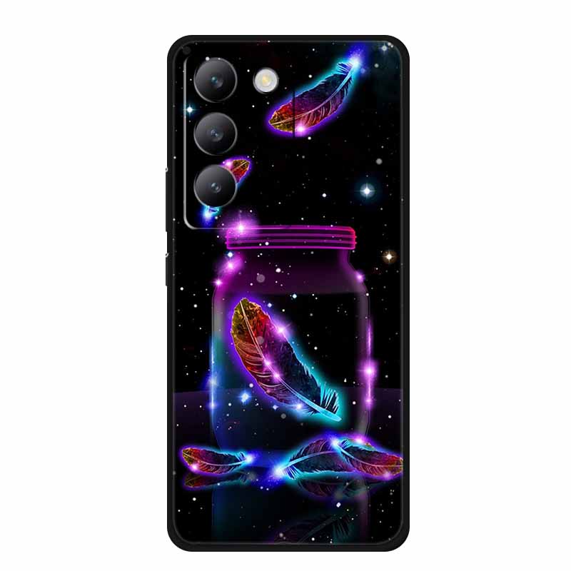 Чехол для vivo V40 SE Роскошный Мягкий Силиконовый ТПУ Задняя Крышка Телефона для vivo V40 SE 5G Защитный Ударопрочный Цветочный Девушка Милый Чехол