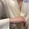 Модное ожерелье из стерлингового серебра S925 с жемчугом и ломаным серебром, корейский стиль, простая модная цепочка на ключицу
