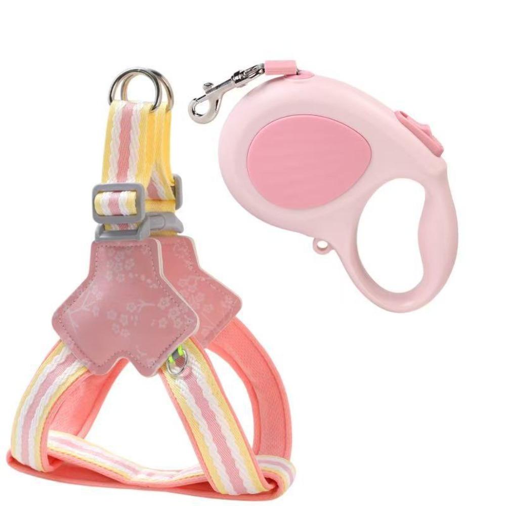 Dog Harness and Leash Set Breathable No Choke Step in Vest Harness for Small Dogs Adjustable Puppy Harness Pink Blue Yellow