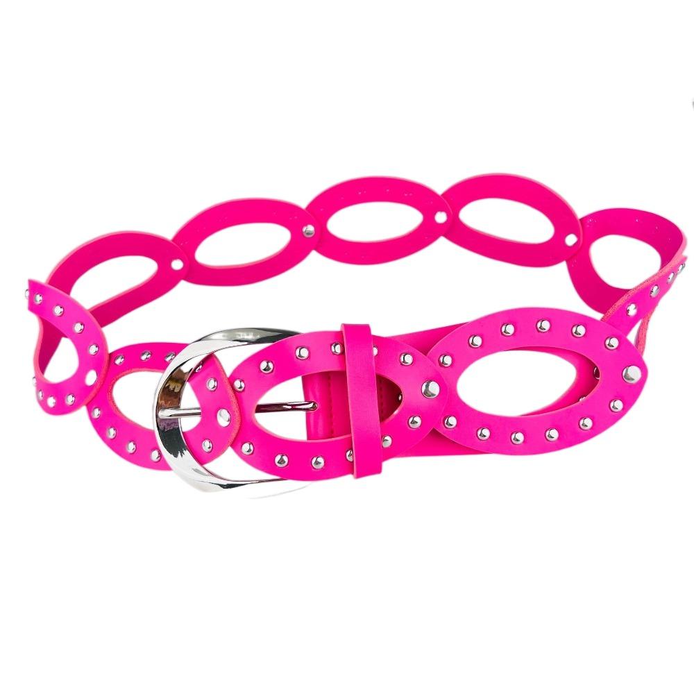 Adjustable Cowgirl Waist Belt Hollow Out Rivet Waist Belt PU Leather Waistbands Dress Decoration