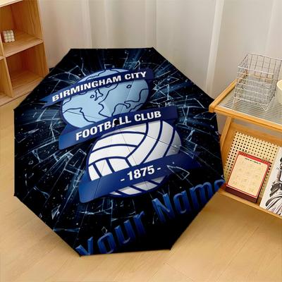Футбольный Автоматический 3-складной зонт BIRMINGHAM CITY, 8 спиц, ветрозащитный, складной, защита от солнца и дождя, для путешествий на открытом воздухе, для ежедневного использования