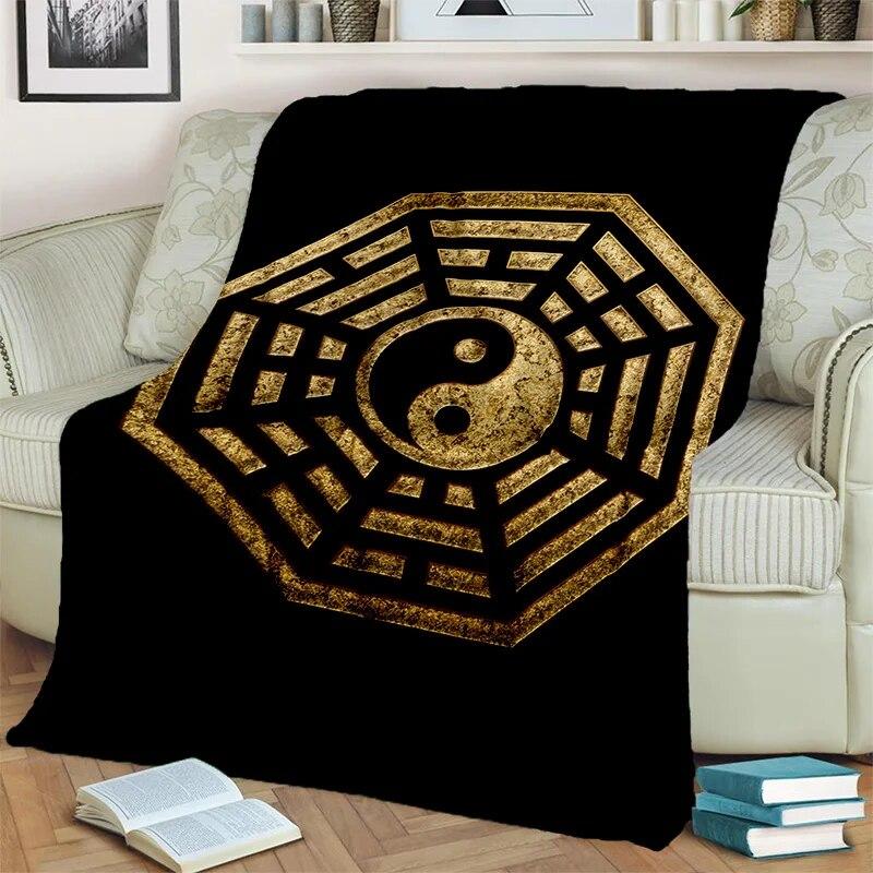Chinese 3D Tai Chi Bagua Yin Yang Blanket,Soft Throw Blanket for Home Bedroom Bed Sofa Picnic Travel Office Cover Blanket Kids