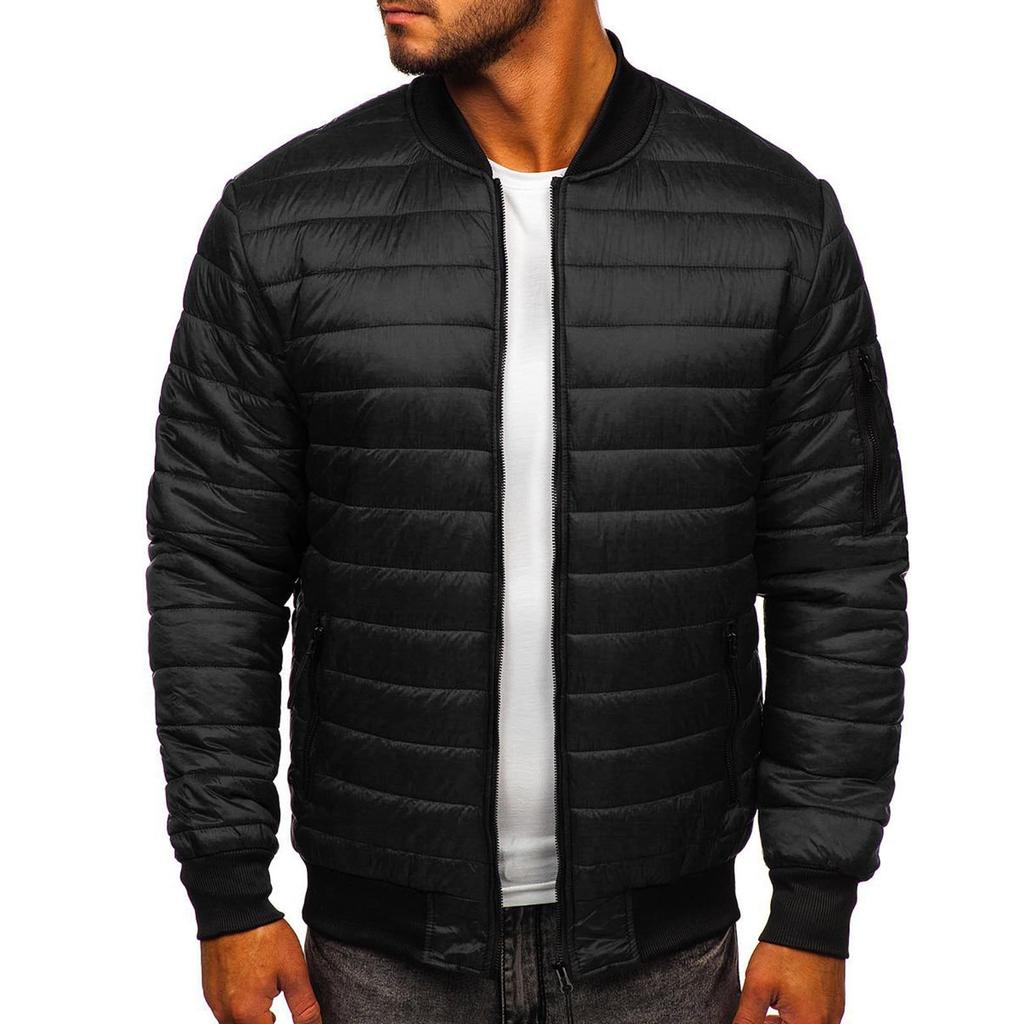 Мужская осенне-зимняя хлопковая теплая пуховая куртка на молнии с карманами, компактное легкое пальто