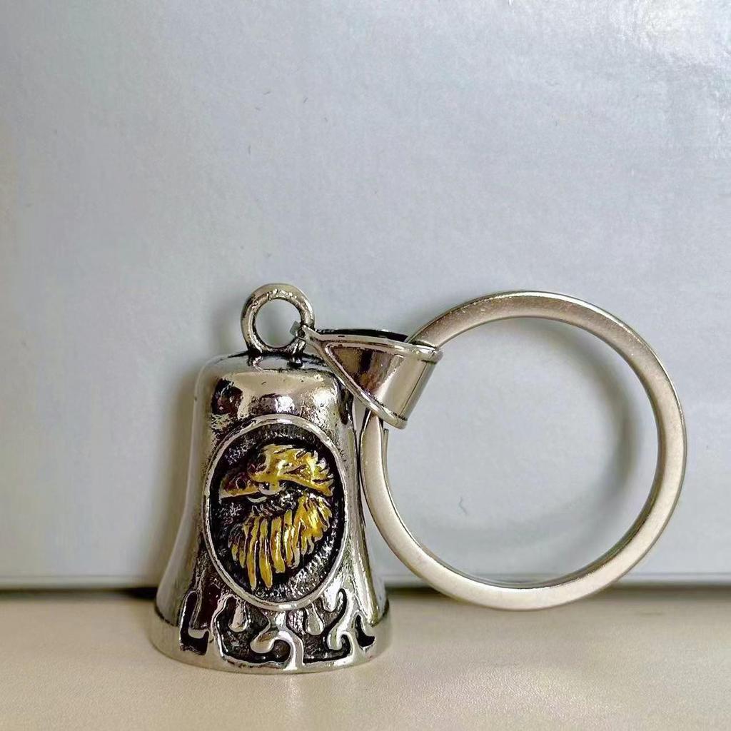 Vintage Zinc Alloy Angel Wings Bell Keychain for Bikers