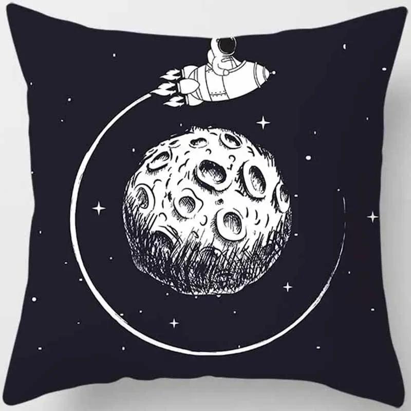 Cartoon Humor Astronaut Print Square Pillowcase Home Decor Car Sofa Cushion Cover