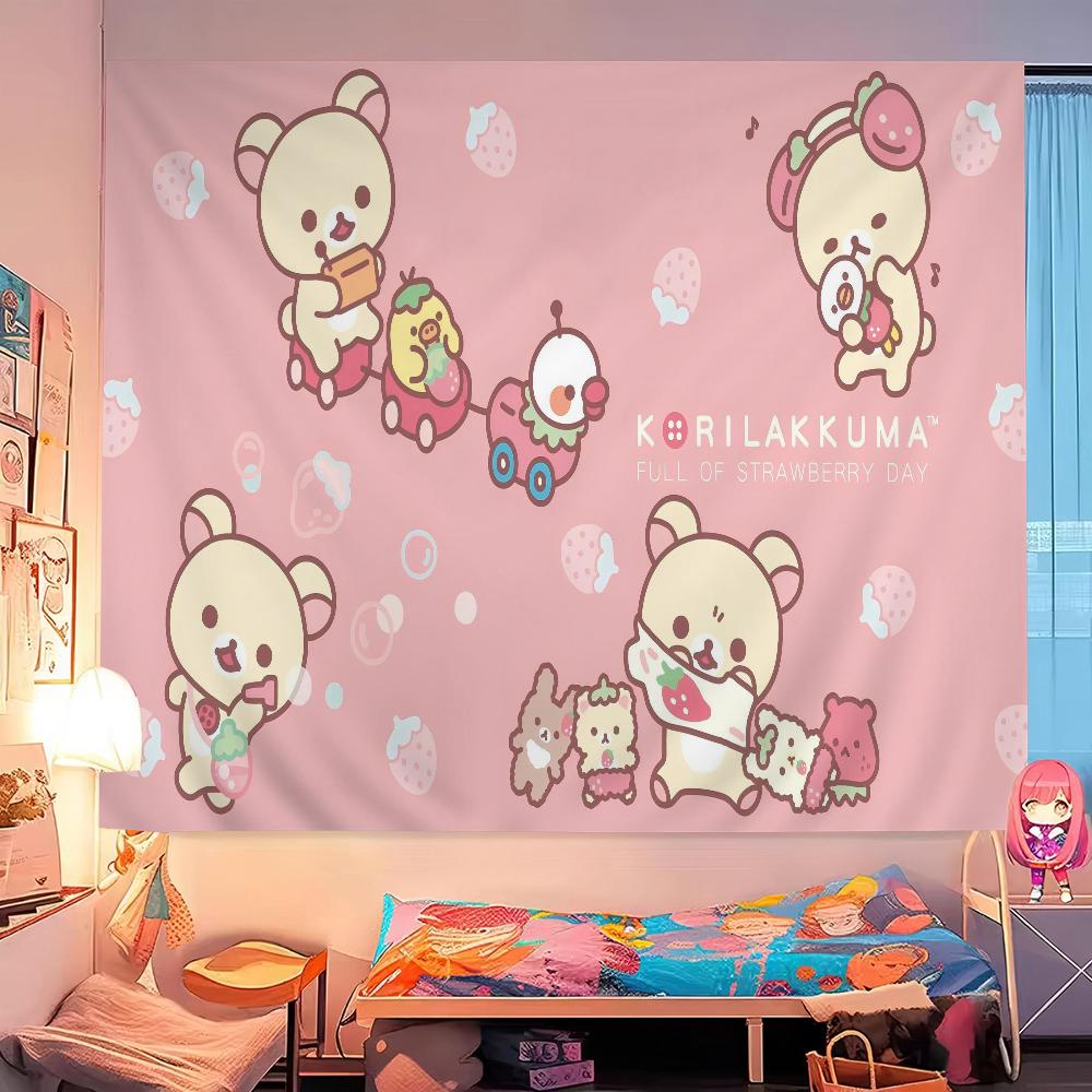 K-Kilakkuma Японский Мультфильм Напечатанный Большой Настенный Гобелен Дешевый Хиппи Настенное Панно Бохо Настенные Гобелены Мандала Домашний Декор