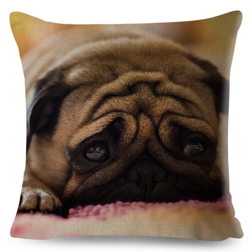 Both Sided Pug Dog Print Cushion Cover Decoration Pet Animal Pillow Case for Sofa Home Car Linen Pillowcase 45x45cm