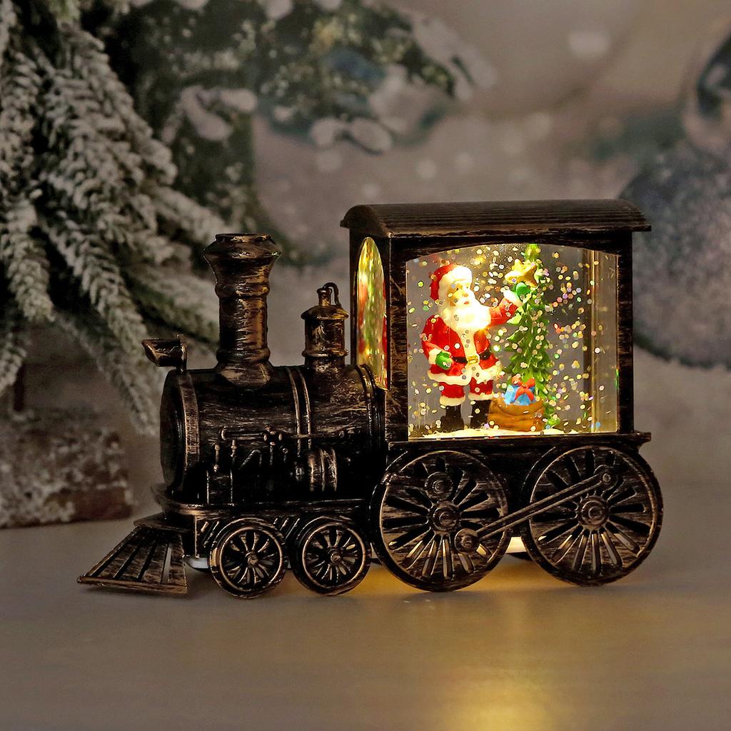 Christmas Train Luminous Water Filling Small Wind Light Desktop Ornament Scene Arrangement Props