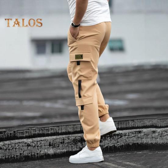 Мужские брюки-карго с несколькими карманами, в уличном стиле, с резинкой на щиколотке, в стиле ретро, с эластичной резинкой на талии для повседневной носки на открытом воздухе и на работе