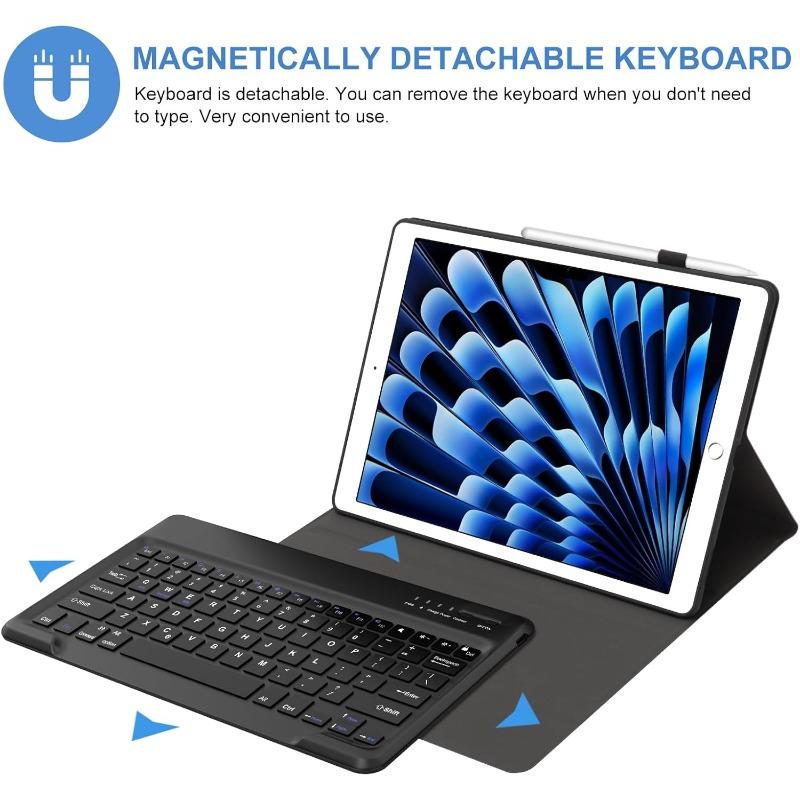 Keyboard Case For iPad Pro 12.9 1st/2nd Gen / A1584/A1652/A1670/A1671 Detachable Wireless Bluetooth Cover+Pencil Holder