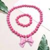 1 Set Princess Gift Necklace Bracelet Set Adorable Bow Candy Color Eco-friendly Bow Necklace for Girls