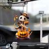 Acrylic Skeleton Auto Pendant Halloween Car Rearview Mirror Charm, 2D Flat Hanging Pumpkin Interior Decorations Pendant, Spooky Skull Ghost