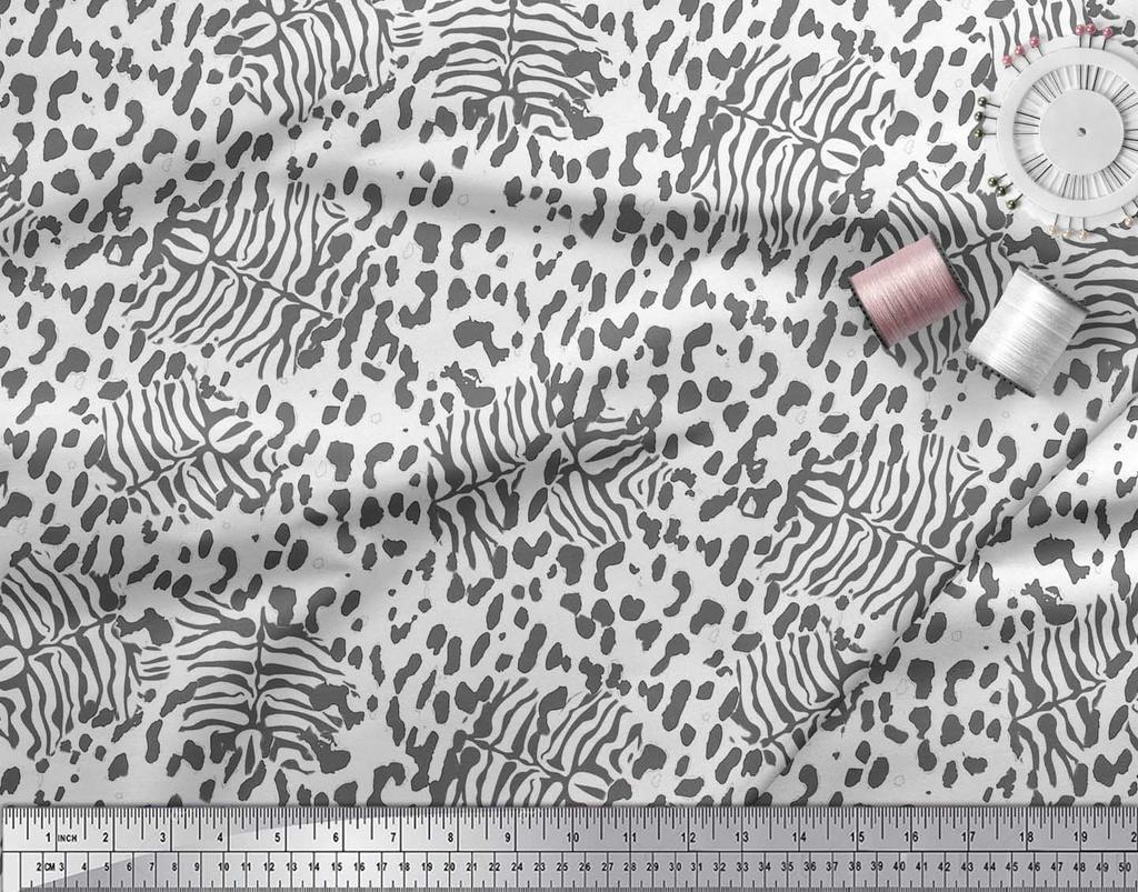 Soimoi Белая полиэфирная креповая ткань с принтом из шкуры животных леопарда и тигра, 42 дюйма по метрам