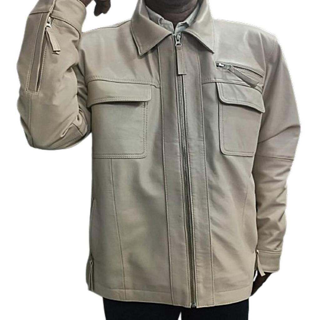 Мужская куртка-рубашка из натуральной кожи ягненка, кремово-белая, новая мужская кожаная куртка, классическая рубашка, Western Cafe Racer, Bike Rider, стильная рубашка