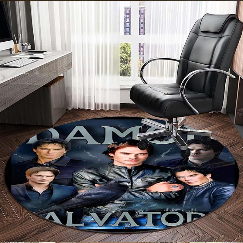 Damon Salvatore Print Round Rug, Washable Floor Carpet, For Entryway Dorm Laundry Room Office Study, Home Decor Birthday Christmas Gift