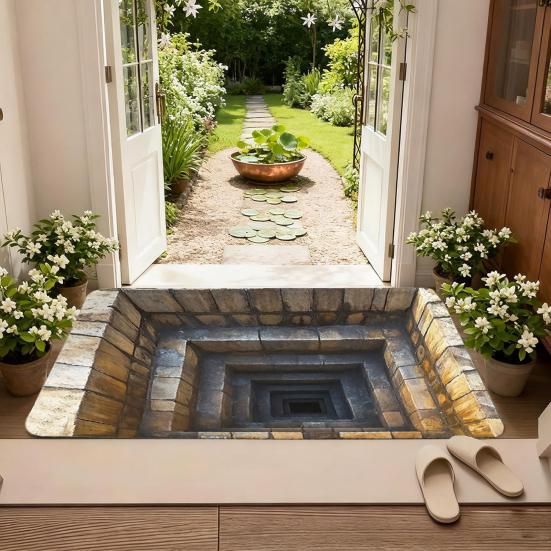 3D Ковер с оптической иллюзией, Реалистичный рисунок ямы, Напольный коврик, Впитывающий, Нескользящая основа, Коврик для двери