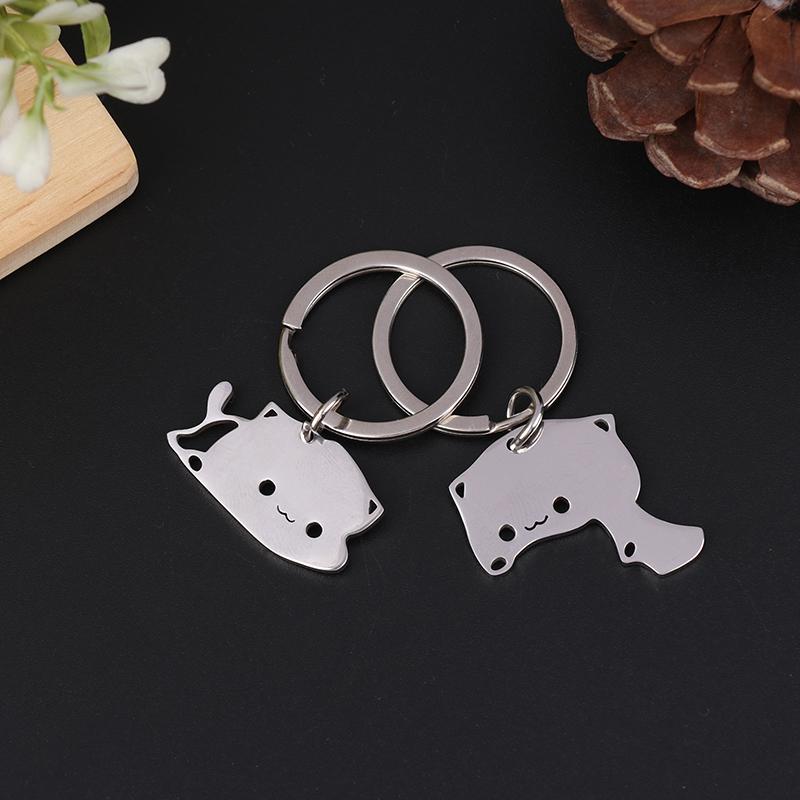 1 пара мультяшных котов, брелок для ключей, пара влюбленных из нержавеющей стали, симпатичный кулон, брелок для ключей, подарочные украшения