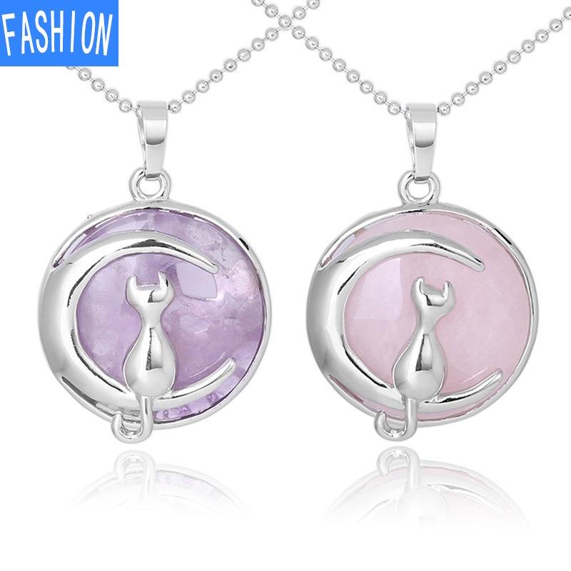 Простое темпераментное ожерелье с подвеской в виде лунного кота