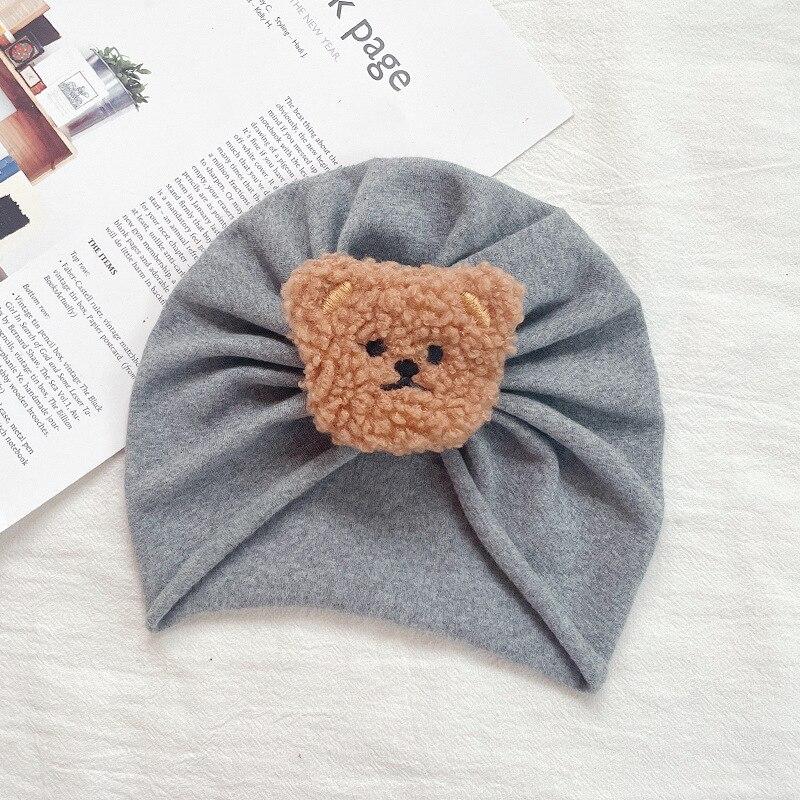 Детский тюрбан с милым мультяшным 3D медвежонком, шапочка для новорожденных мальчиков и девочек, милые весенне-летние хлопковые банданы для малышей, детские вещи