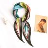 Sunscreen Scarf for Women's Spring and Autumn New Style Simulated Silk Literary Geometric Color-blocking Diamond Small Silk Scarf Scarf Scarf