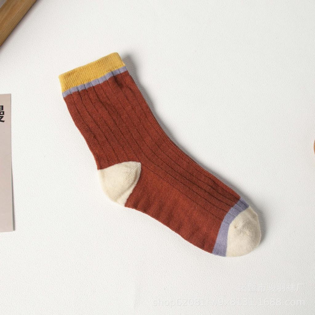 5 пар, женские, комбинированные носки, ребристая средняя часть стопы, дышащие носки, влагоотводящие носки, высокая эластичность, полосатые носки, спортивные длинные носки