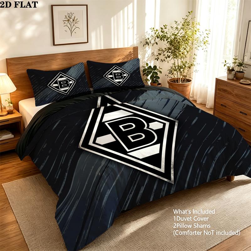 Borussia Mönchengladbach Pattern Bedding Quilt Set Home Decoration Gift (1 * duvet cover + 2 * pillowcase without core)