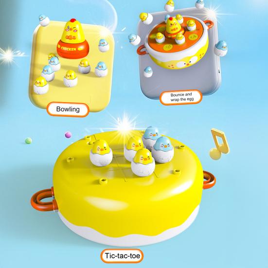 1 Набор Игрушка для запуска цыплят для рыбалки Вращающийся поворотный стол Мультяшный цыпленок Отскакивающая ловля Настольная игра Интерактивная для малышей Развивающая Электрическая Выбрасывающая животных