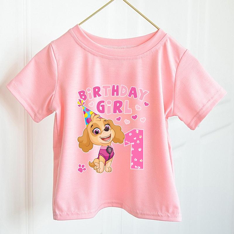 Girls' Short Sleeve T-Shirt Cute Anime Fashion Summer Top Paw Patrol Baby T-Shirt Cartoon Birthday Gift