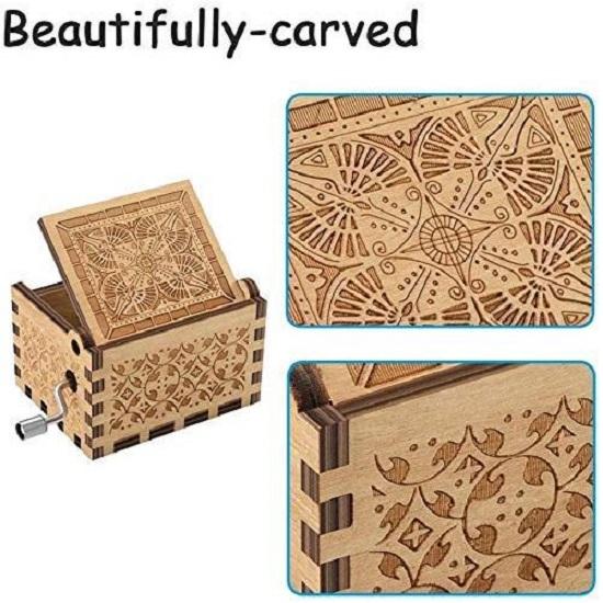 Деревянная гравированная музыкальная шкатулка с ручным приводом (С днем ​​рождения)- Многоцветный(Пакет из 1)