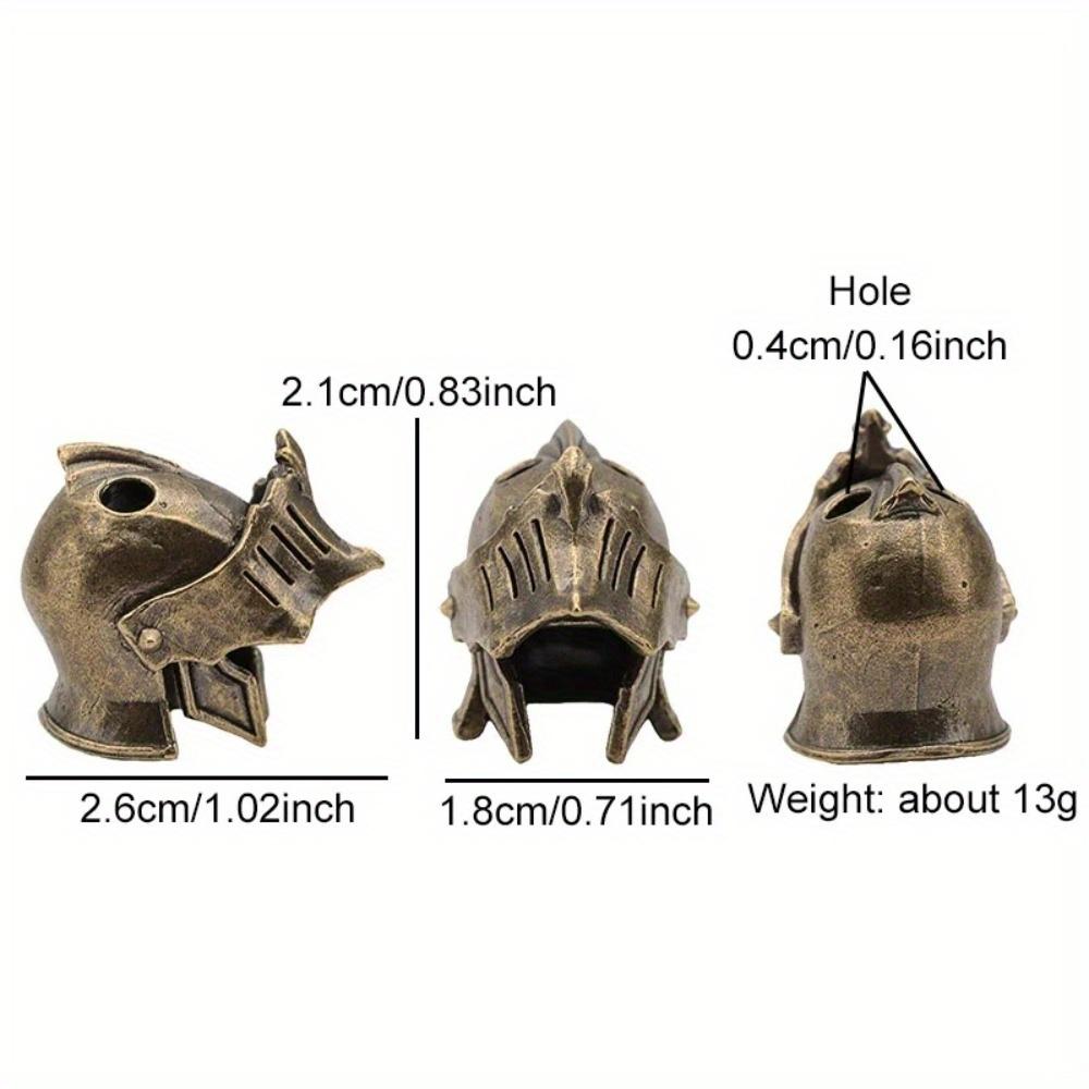 Knight Helmet Brass Knife Bead EDC Outdoor DIY Accessories Woven Lanyard Pendant Jewelry Punk Survival Bracelets Charms