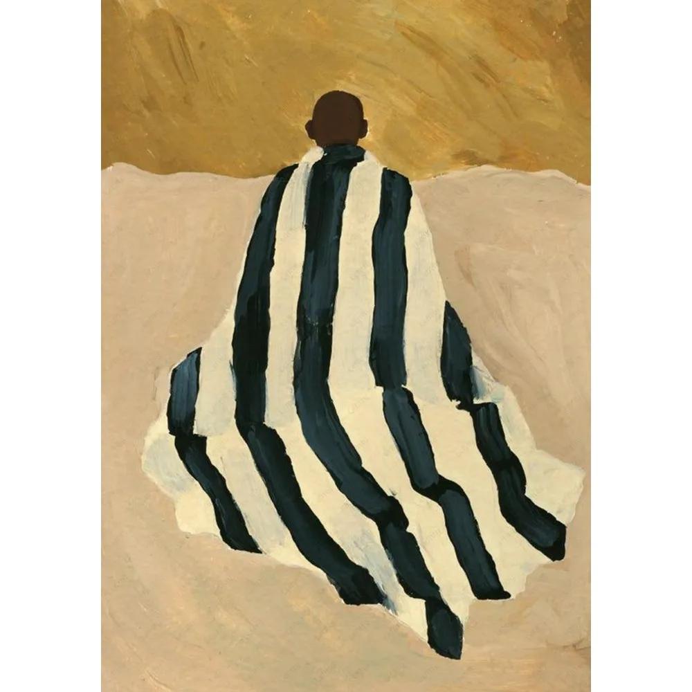 Абстрактные Линии Геометрические Кривые Девушка Холст Постер Ретро Феминистское Настенное Искусство Печать для Современной Гостиной Бара и Домашнего Декора