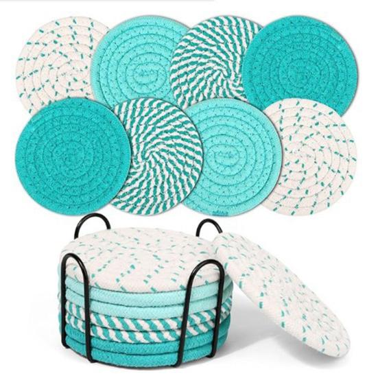 8Pcs Trivets Set for Hot Dishes Cotton Woven Pot Holders Heat Resistant Hot Pads Non-Slip Kitchen Table Protector for Counter