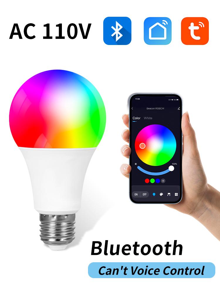 Tuya Bluetooth Smart LED Bulb Lights E27 9W 110V 220V LED Lamp Управление с помощью приложения Dimmable для освещения спальни, гостиной